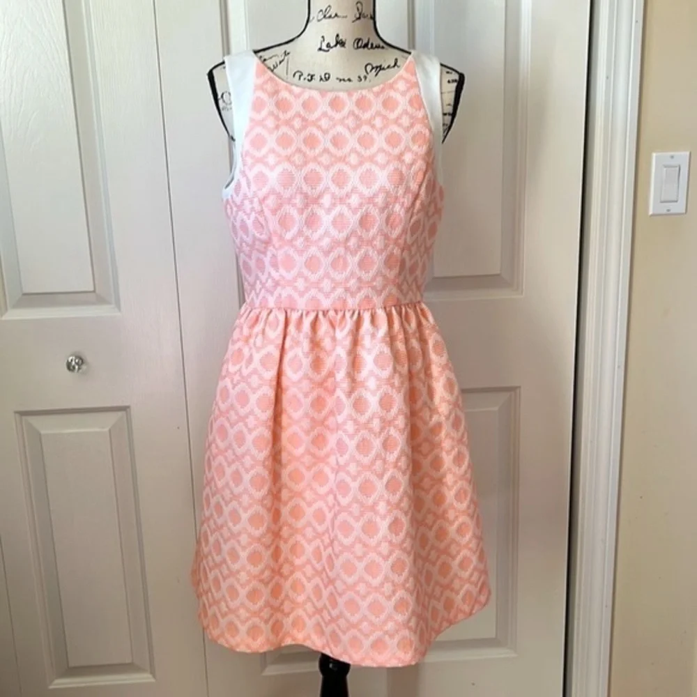 Jessica Simpson Sherbet Orange Jacquard dress 10 - Picture 2 of 9